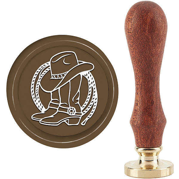 

PandaHall CRASPIRE Hat Wax Seal Stamp Boots Wax Stamp 30mm/1.18inch Removable Brass Head Sealing Stamp with Wooden Handle for Invitation...