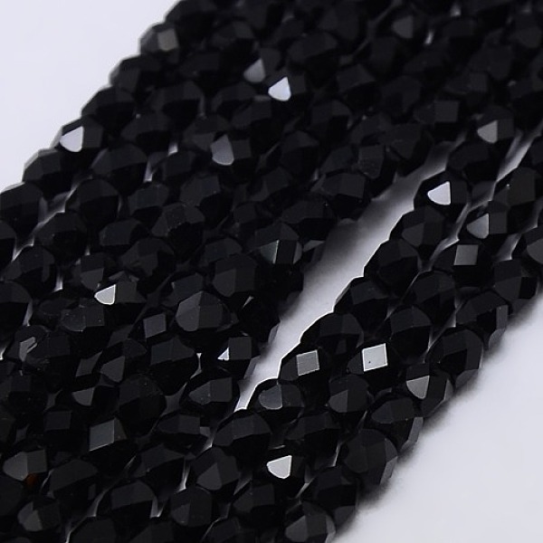 

PandaHall Glass Bead Strands, Faceted, Oval, Black, 3mm, Hole: 1mm, about 150pcs/strand, 13.8 inch Glass Oval Black