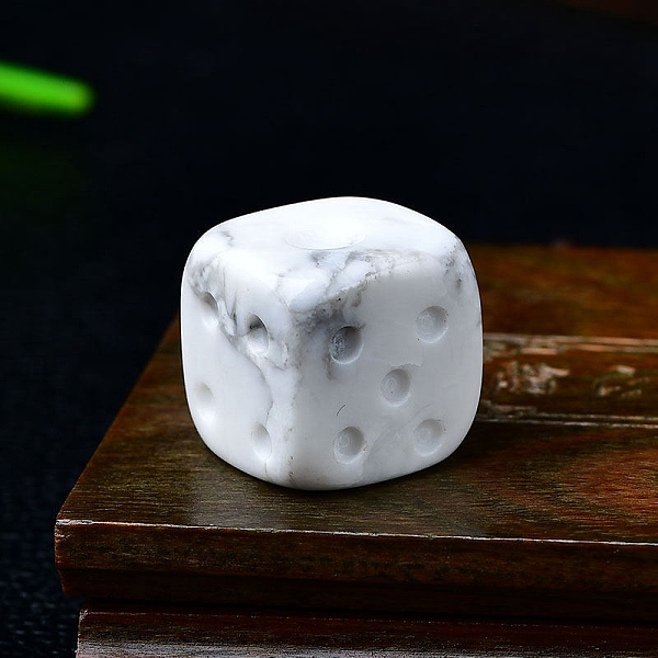 

PandaHall Natural Howlite Carved Dice Figurines Statues for Home Office Desktop Decoration, 15x15x15mm Howlite Dice
