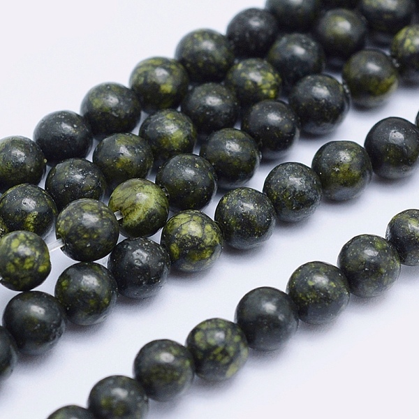 natural serpentine/green lace stone beads strands, round, 10mm, hole: 1mm; about 37pcs/strand, 14.5''(37cm)