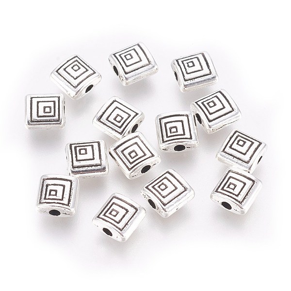 

PandaHall Tibetan Silver Beads, Lead Free & Cadmium Free, Rectangle, Antique Silver, about 6mm long, 6mm wide, 3mm thick, hole: 1.5mm Alloy...