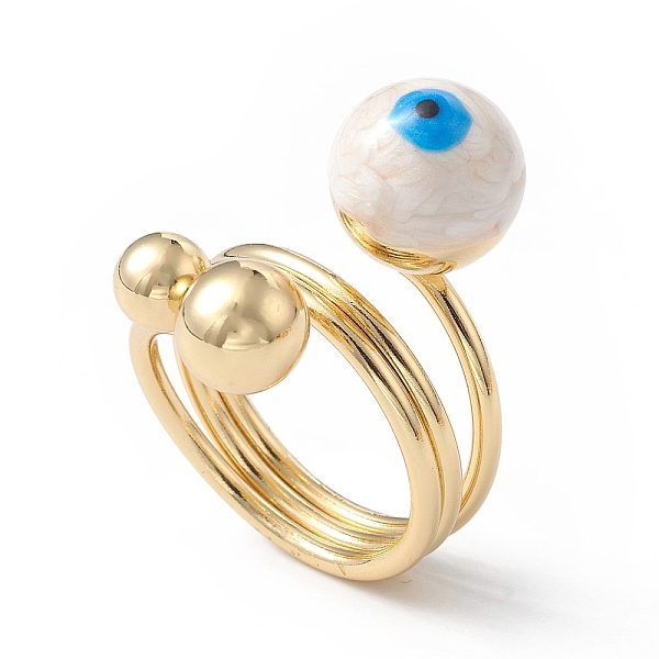 

PandaHall Enamel Round with Evil Eye Finger Rings, Real 18K Gold Plated Brass Wrap Style Ring for Women, White, 5.5~19.5mm, Inner Diameter...