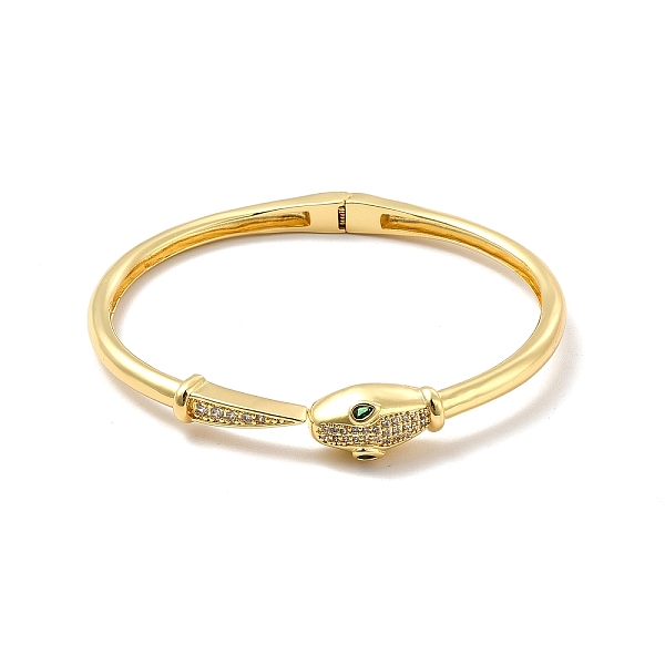 

PandaHall Cubic Zirconia Snake Cuff Bangle, Brass Jewelry for Women, Real 18K Gold Plated, Inner Diameter: 2-3/8 inch(5.9cm) Cubic Zirconia