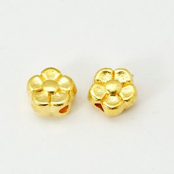 

PandaHall Tibetan Style Alloy Beads, Lead Free & Cadmium Free, Golden Color, Flower, 5x5x3mm, Hole: 1mm Alloy Flower