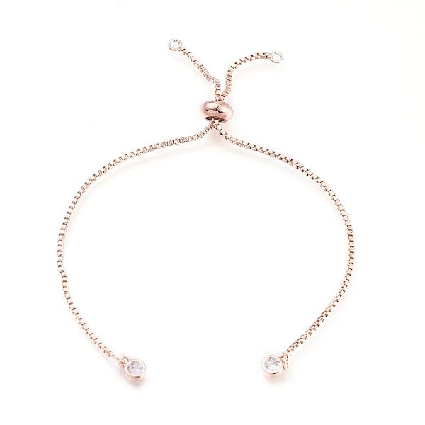 

PandaHall Brass Chain Bracelet Making, with Cubic Zirconia, Slider Bracelets Making, Cadmium Free & Nickel Free & Lead Free, Real Rose Gold..., Clear