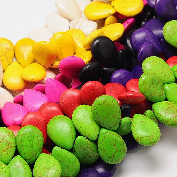 

PandaHall Dyed Synthetical Turquoise Teardrop Bead Strand, Mixed Color, 25x18x8.5mm, Hole: 1mm, about 215pcs/kg Synthetic Turquoise Teardrop..., Multicolor