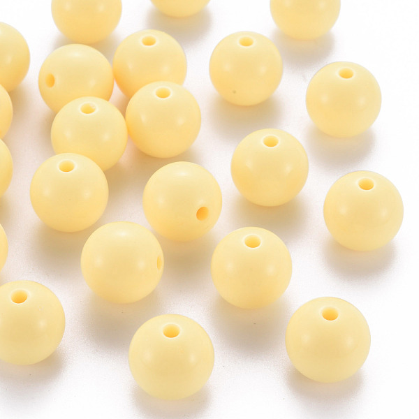 

PandaHall Opaque Acrylic Beads, Round, Yellow, 16x15mm, Hole: 2.8mm, about 220pcs/500g Acrylic Round Yellow