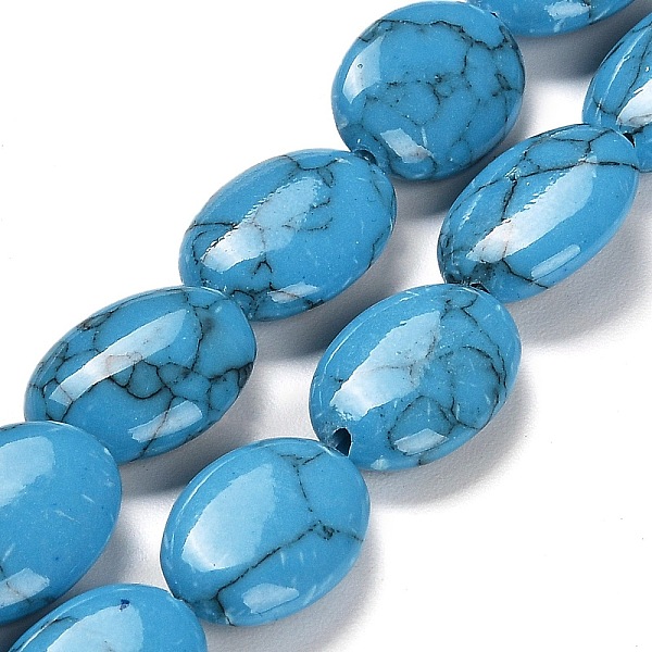 

PandaHall Synthetic Turquoise Beads Strands, Flat Oval, 18x13x6mm, Hole: 1.4mm, about 22pcs/strand, 14.76 inch(37.5cm) Synthetic Turquoise...