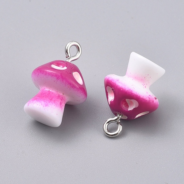 

PandaHall Plastic Pendants, with Platinum Plated Iron Loop, Mushroom, Camellia, 17.5x11.5x12mm, Hole: 1.5mm Plastic Mushroom Pink