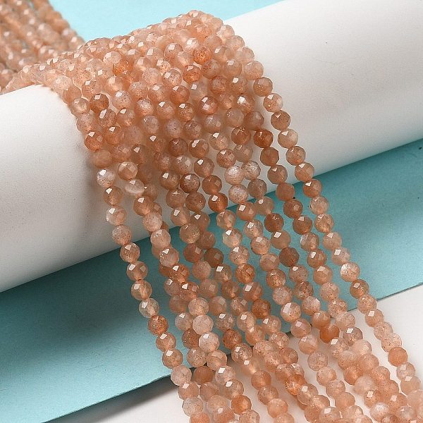 

PandaHall Natural Peach Moonstone Beads Strands, Faceted, Round, Grade A, 3.5mm, Hole: 0.6mm, about 115pcs/strand, 15''(38.1cm) Peach...