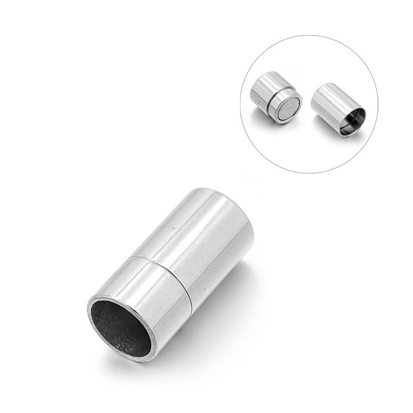 

PandaHall Smooth 304 Stainless Steel Column Magnetic Clasps with Glue-in Ends, Stainless Steel Color, 20x10mm, Hole: 8mm 304 Stainless Steel...