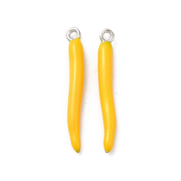 

PandaHall Alloy Enamel Pendants, Cadmium Free & Lead Free, Horn of Plenty/Italian Horn Cornicello, Platinum, Yellow, 25x3x3mm, Hole: 1.5mm...