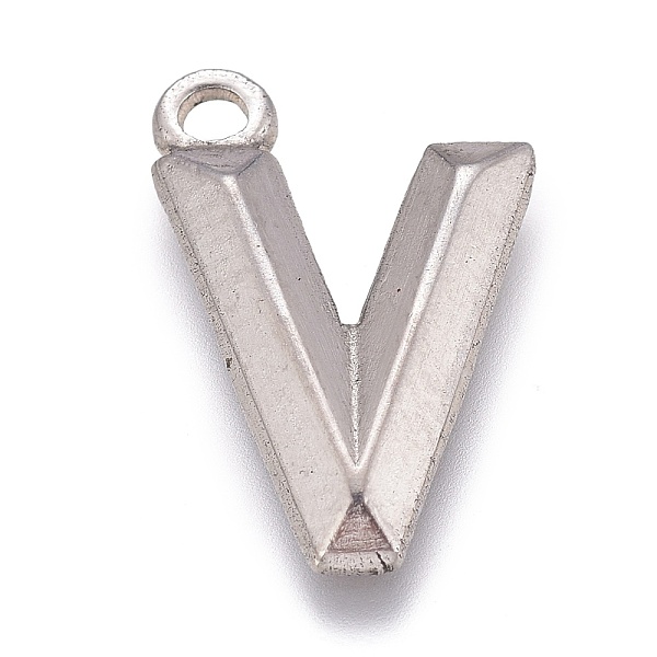 

PandaHall 304 Stainless Steel Pendants, Alphabet, Letter.V, 16x11x2mm, Hole: 2mm 304 Stainless Steel Letter V