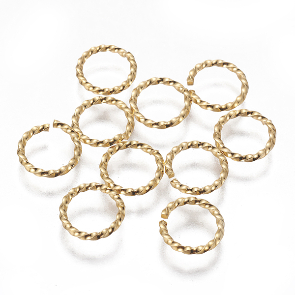

PandaHall 304 Stainless Steel Twisted Jump Rings, Open Jump Rings, Golden, 10x1.5mm, Inner Diameter: 7.5mm 304 Stainless Steel