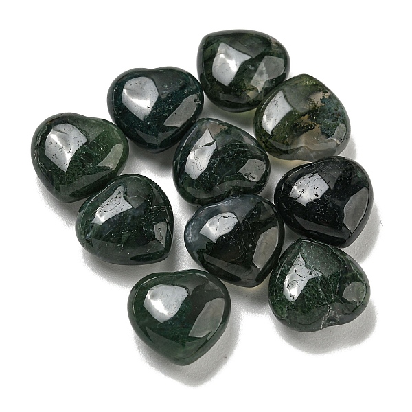 

PandaHall Natural Moss Agate Beads, Half Drilled, Heart, 15.5x15.5x8mm, Hole: 1mm Moss Agate Heart
