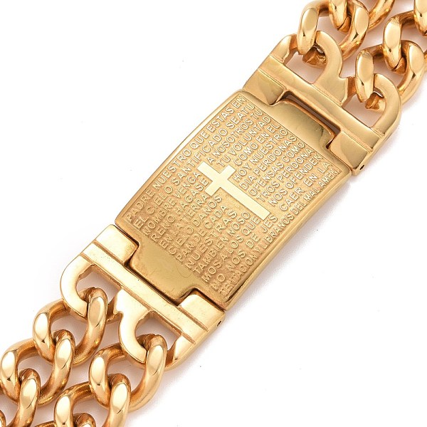 

PandaHall Rectangle with Holy Bible Link Bracelet, Ion Plating(IP) 304 Stainless Steel High Sturdy Guaranteed Bracelet for Men Women, Golden...