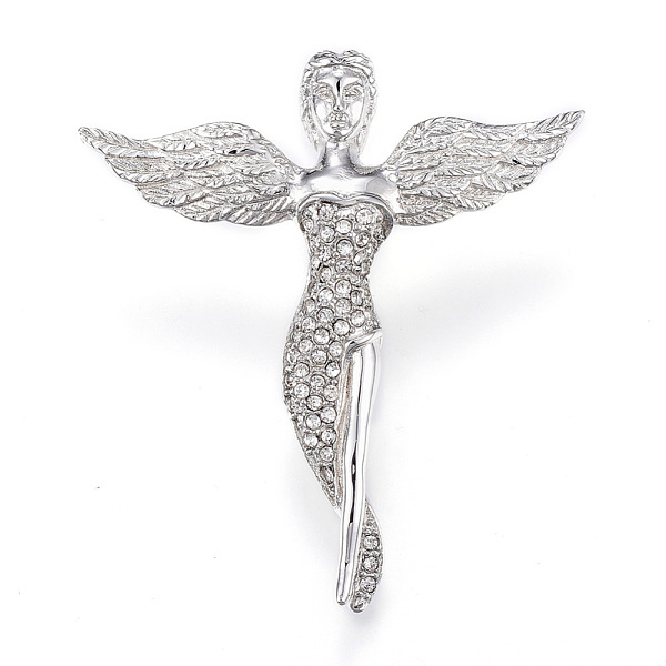 

PandaHall 316 Surgical Stainless Steel Pendants, with Rhinestones, Angel, Crystal, 49.5x45x13mm, Hole: 11x4.5mm Stainless Steel+Rhinestone..., Clear