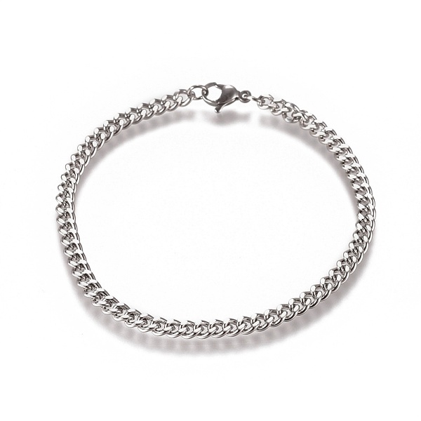 Pandahall Men's Curb Chain, Twisted Chain Bracelets, Fashionable 304 Stainless Steel Bracelets, With Lobster Claw Clasps, Stainless Steel...
