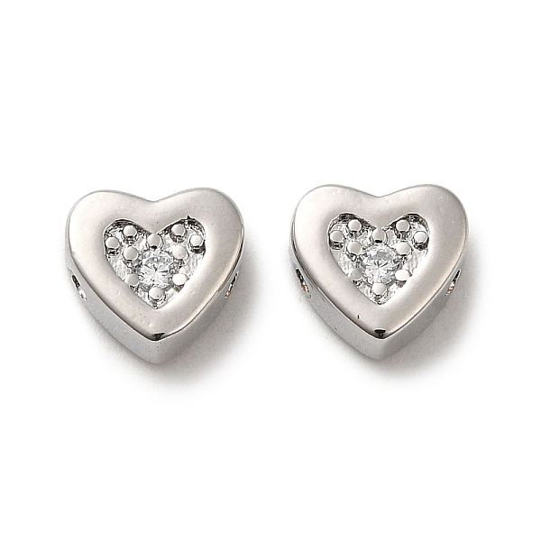 

PandaHall Real Platinum Plated Brass Beads, with Glass, Heart, Clear, 7x7.5x3.5mm, Hole: 1mm Brass+Glass Heart Clear