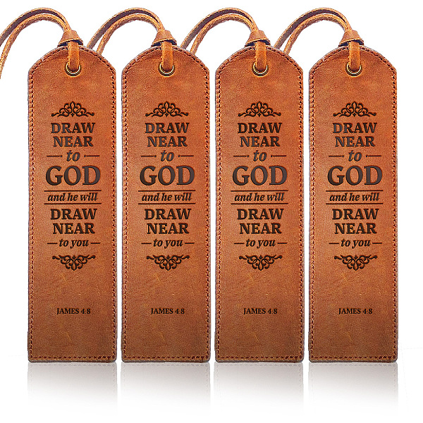 

PandaHall Quote Draw Near To God Cowhide Leather Labels, Handmade Embossed Tag, with Holes, for DIY Jeans, Bags, Shoes, Hat Accessories...