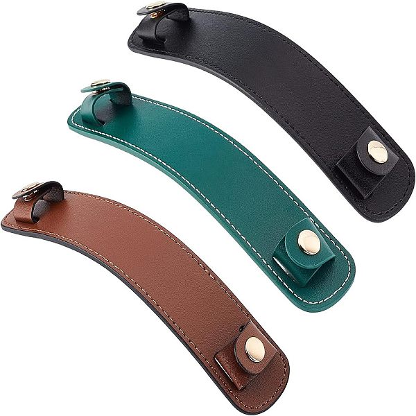 

PandaHall OLYCRAFT 3 Colors Leather Shoulder Strap Pad Cowhide Leather Bag Strap Pad Bag Handle Wrap Pad Leather Shoulder Pad with Iron Snap..., Multicolor