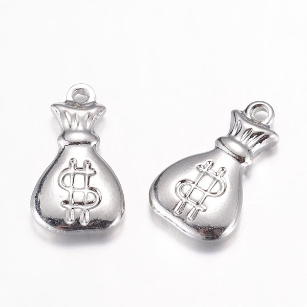 

PandaHall 201 Stainless Steel Pendants, Money Bag, Stainless Steel Color, 17x10x3mm, Hole: 1mm 201 Stainless Steel Bag