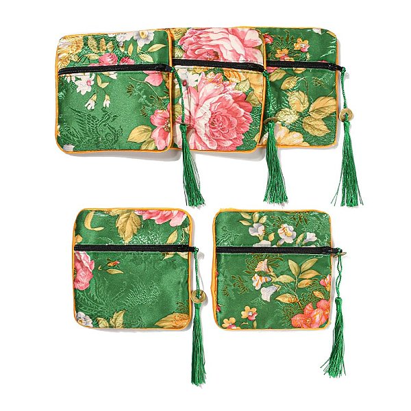 

PandaHall Chinese Style Floral Cloth Jewelry Storage Zipper Pouches, Square Jewelry Gift Case with Tassel, for Bracelets, Earrings, Rings...
