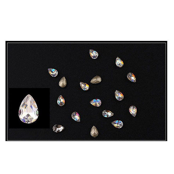 

PandaHall Glass Rhinestone Cabochons, Nail Art Decoration Accessories, teardrop, Crystal AB, 6x4mm Rhinestone Teardrop Clear