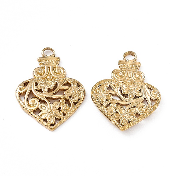 

PandaHall Ion Plating(IP) 304 Stainless Steel Pendants, Heart Bottle with Flower Charm, Real 18K Gold Plated, 28x20.5x2.5mm, Hole: 3mm 304...