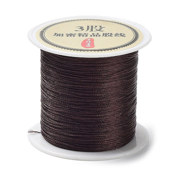 PandaHall 3-Ply Round Nylon Thread, with Spool, Coffee, 0.2mm, about 109.36 Yards(100m)/Roll Nylon Brown