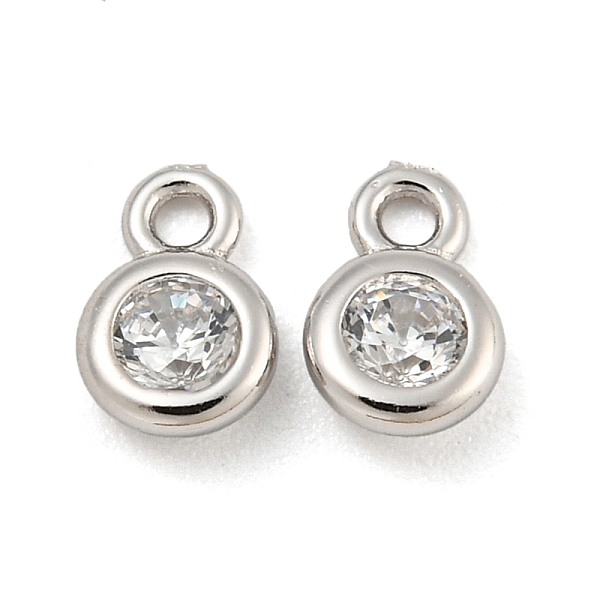 

PandaHall 925 Sterling Silver Pave Clear Cubic Zirconia Flat Round Charms, Real Platinum Plated, 6x4x2mm, Hole: 1mm Sterling Silver+Cubic...