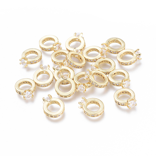 

PandaHall Brass Micro Pave Cubic Zirconia Charms, Long-Lasting Plated, Cadmium Free & Lead Free & Nickel Free, Ring, Real 18K Gold Plated..., Clear