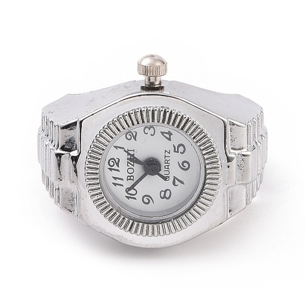 

PandaHall 201 Stainless Steel Stretch Watchband Finger Ring Watches, Flat Round Quartz Watch for Unisex, White, 15x18mm, Watch Head: 19x27mm...