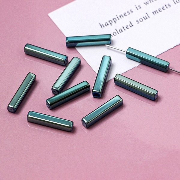 

PandaHall Electroplate Glass Beads, Faceted, Rectangle, Sea Green, 19.5~20x4x4mm, Hole: 1mm Glass Rectangle