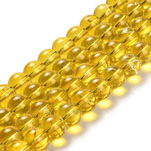 

PandaHall Drawbench Transparent Glass Beads Strands, Spray Painted, Round, Goldenrod, 10mm, Hole: 1.3~1.6mm, 31.4 inch Glass Round Gold