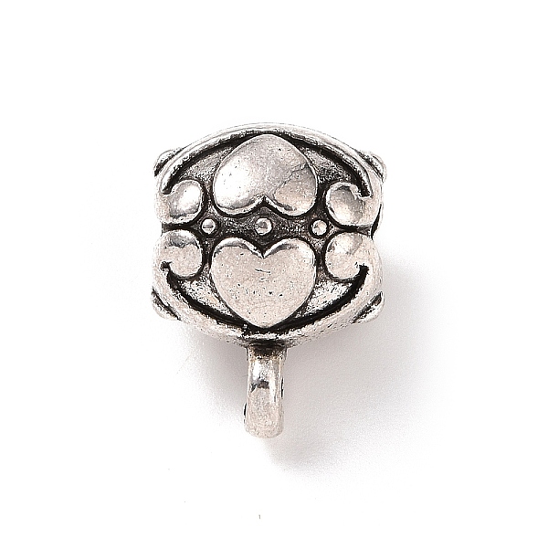 

PandaHall Tibetan Style Alloy Tube Bails, Loop Bails, Hanger Links, Oval with Heart, Antique Silver, 15x11x10.5mm, Hole: 1.8mm, Inner...