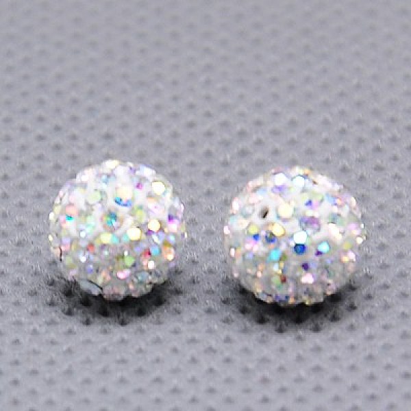 

PandaHall Czech Glass Rhinestones Beads, Polymer Clay Inside, Half Drilled Round Beads, 101_Crystal+AB, PP9(1.5.~1.6mm), 8mm, Hole: 1mm..., Clear