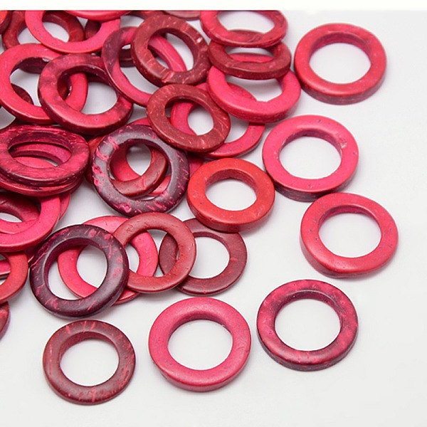 

PandaHall Dyed Wood Jewelry Findings Coconut Linking Rings, Tomato, 20~23x2~5mm Coconut Ring Red