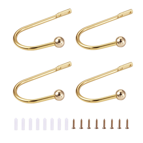 

PandaHall Zinc Alloy U Shape Hook Hangers Curtain, with Plastic Nut and Alloy Screws, for Bag Clothes Curtain Hanging Holder, Golden...