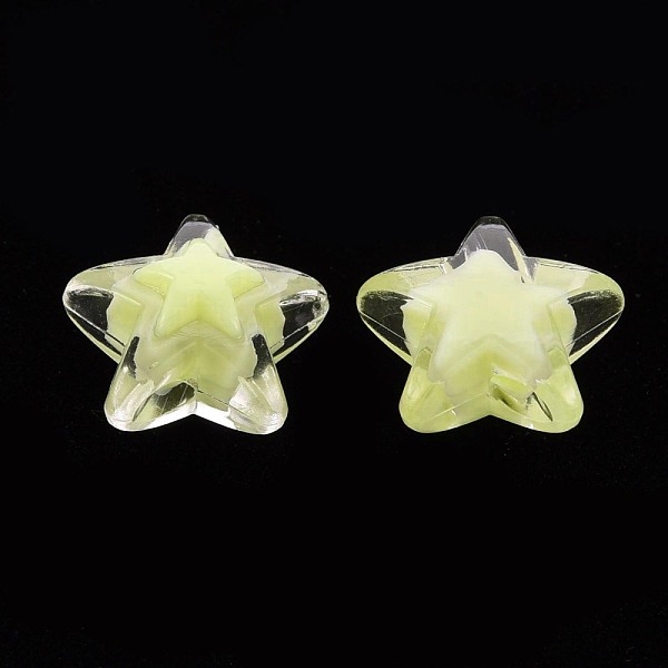 

PandaHall Transparent Acrylic Beads, Bead in Bead, Star, Light Yellow, 15.5x16x9.5mm, Hole: 3mm, about 569pcs/500g Acrylic Star