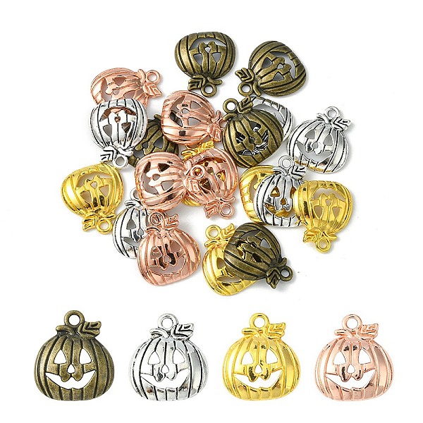 

PandaHall 20Pcs 4 Colors Tibetan Style Halloween Pumpkin Jack-O'-Lantern Alloy Pendants, Lead Free & Cadmium Free, Mixed Color, 18x16x3mm...