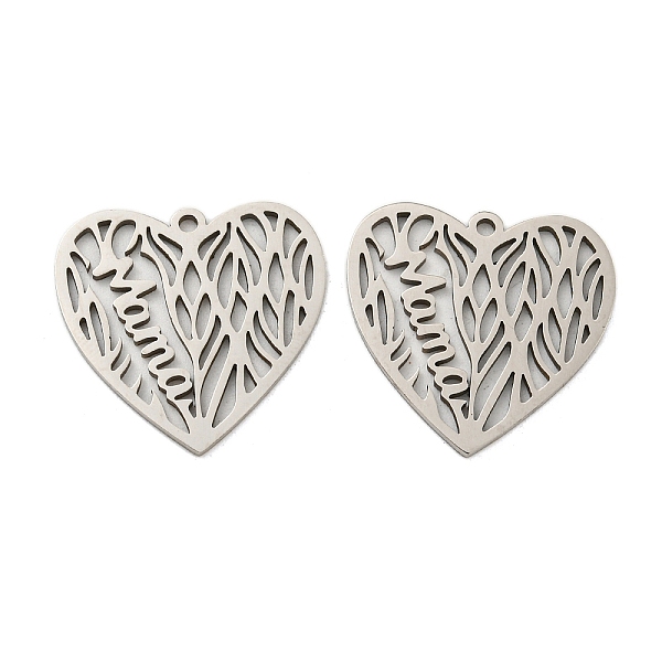 

PandaHall Mother's Day 316L Surgical Stainless Steel Pendants, Laser Cut, Heart with Word Mama Charm, Stainless Steel Color, 21.5x22x1mm...
