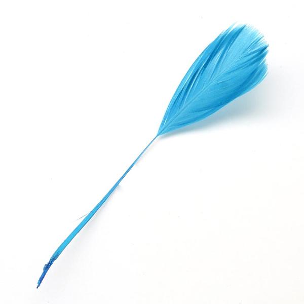 

PandaHall Fashion Goose Feather Costume Accessories, Deep Sky Blue, 130~190x12~38mm Feather Feather Blue