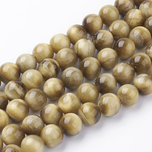 

PandaHall Natural Gold Tiger Eye Beads Strands, Grade A, Round, 10mm, Hole: 1mm, about 19pcs/strand, 7.5 inch Tiger Eye Round