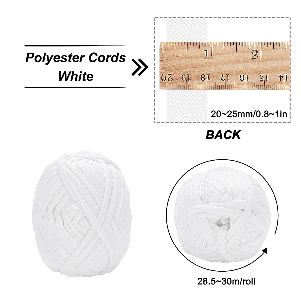 

PandaHall Gorgecraft Polyester Cords, White, 20~25mm, 28.5~30m/roll Polyester White
