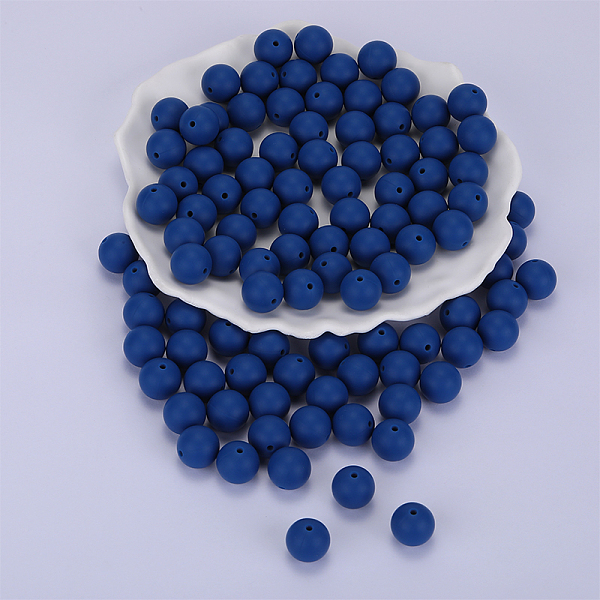 

PandaHall Round Silicone Focal Beads, Chewing Beads For Teethers, DIY Nursing Necklaces Making, Midnight Blue, 15mm, Hole: 2mm Silicone..., Cyan