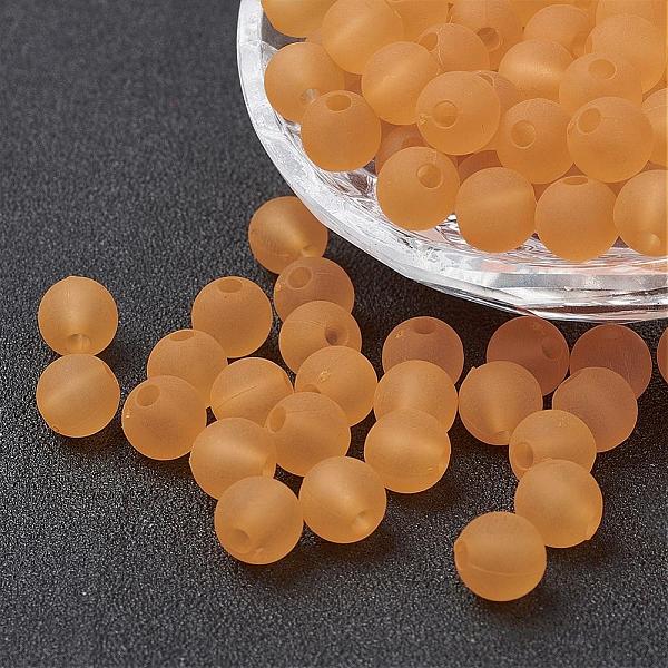 

PandaHall Transparent Acrylic Beads, Round, Frosted, Gold, 8mm, Hole: 1.5mm, about 982pcs/270g Acrylic Round Gold