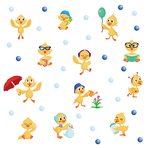 

PandaHall PVC Wall Stickers, Wall Decoration, Duck Pattern, 750x290mm, 2 sheets/set Plastic Duck Yellow