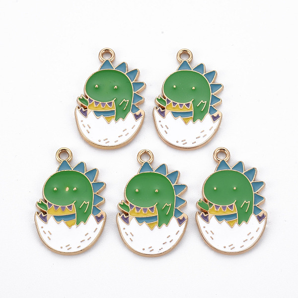 

PandaHall Rack Plating Alloy Enamel Pendants, Cadmium Free & Nickel Free & Lead Free, Dinosaur, Light Gold, Green, 31x20x1.5mm, Hole: 2mm...