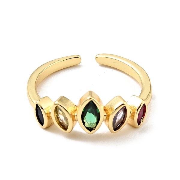 

PandaHall Cubic Zirconia Horse Eye Open Cuff Ring, Real 18K Gold Plated Brass Jewelry for Women, Cadmium Free & Lead Free, Colorful, US Size...